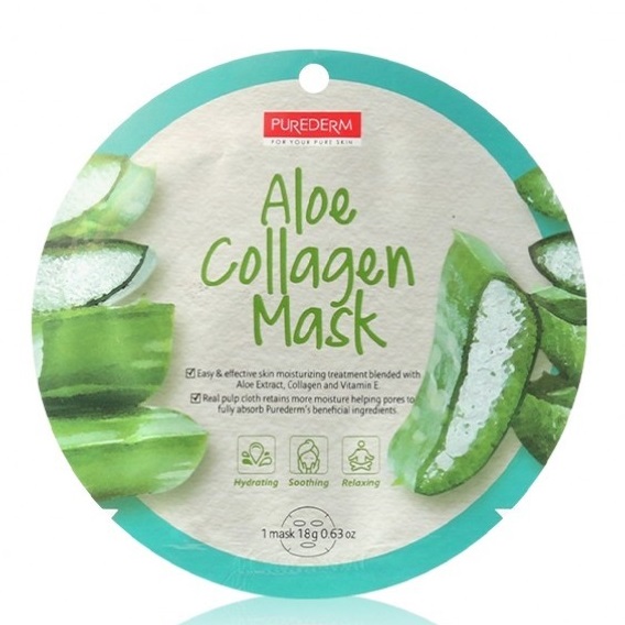 Тканевая коллагеновая маска для лица с алоэ Purederm "Aloe Collagen Circle Mask", 18 г
