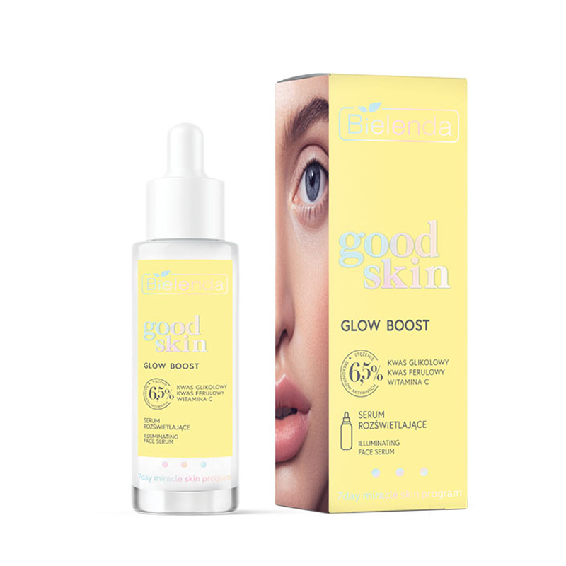 Сыворотка Bielenda Good Skin Glow Boost с гликолевой кислотой, витамином С и феруловой кислотой, 30 мл