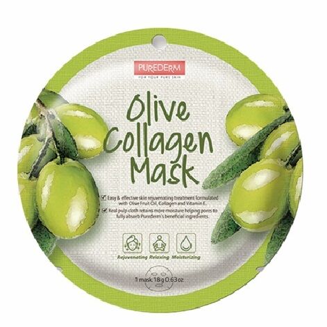 Тканевая маска Purederm "Olive Collagen Mask", 18 г