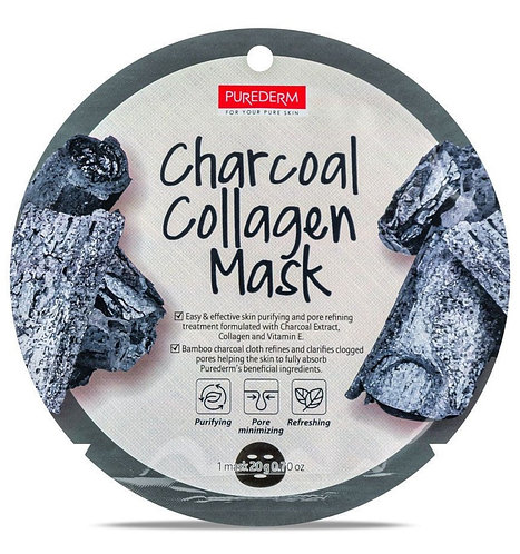 Коллагеновая маска для лица Purederm "Charcoal collagen Mask", 18 г