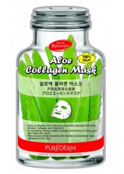Тканевая маска для лица с экстрактом алоэ и коллагеном Purederm "Aloe Collagen Mask", 18 г