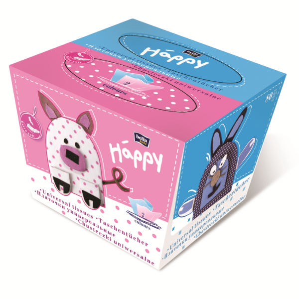 Универсальные бумажные двухслойные платочки Bella Baby Happy Заяц, 40 + 40 шт