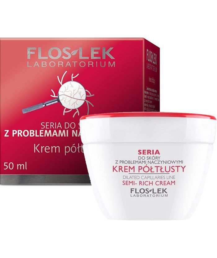 Легкий крем для ухода за кожей Floslek Dilated Capiliaries Line Semi-Rich Cream склонной к покраснениям, 50 мл